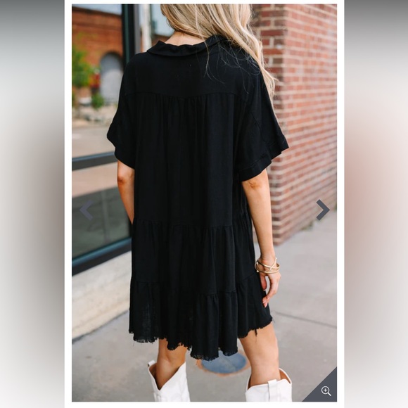 Black Linen Babydoll Dress - Picture 6 of 8